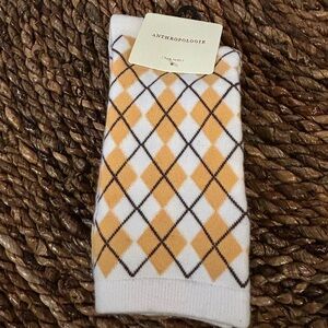 Anthropologie 2 Pair Argyle Socks Yellow and Brown NWT